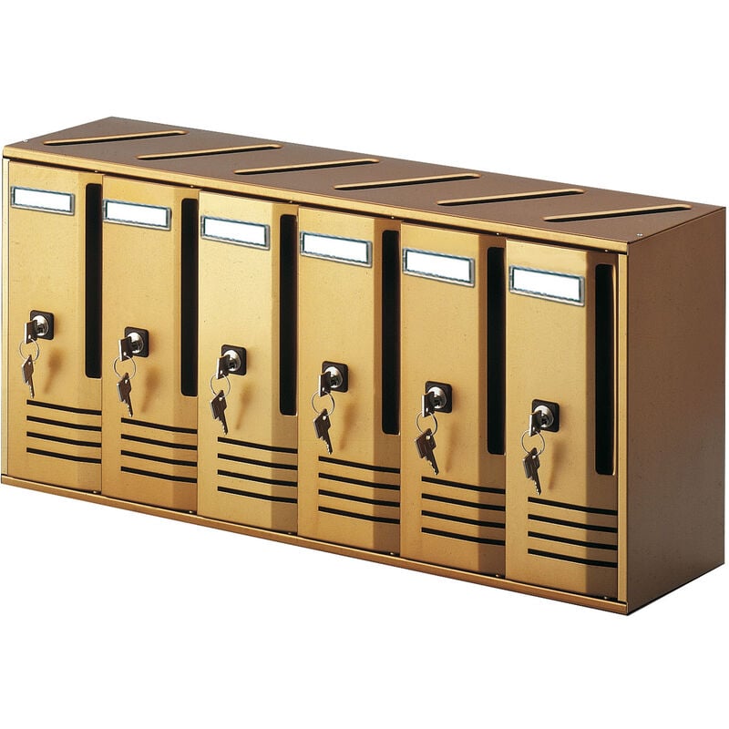 Boîte aux lettres de copropriété mod. cube en aluminium couleur bronze 6 places