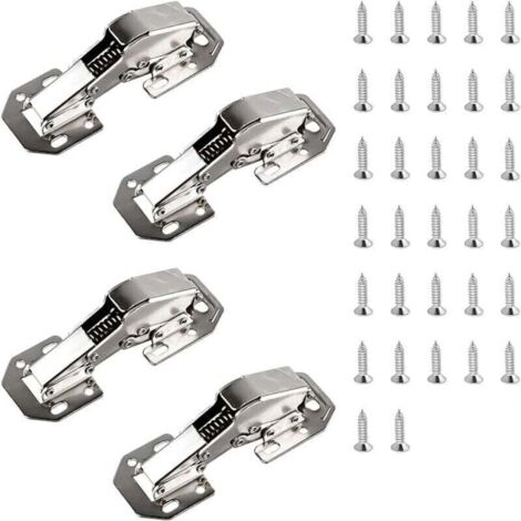 4 cerniere per armadietti - 113 × 43 mm (5 pollici) - Cerniera a vite con chiusura ammortizzata per ante di armadietti resistenti