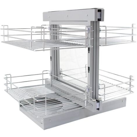4 Cestos de Acero Inoxidable para Mueble de Rincón Ciego 80-90cm, Mano Izquierda Tire Cestas de Cocina con Cierre Suave Armario Lavadero Organizador Alacena Despensa Almacenamiento, Capacidad 60-80kg