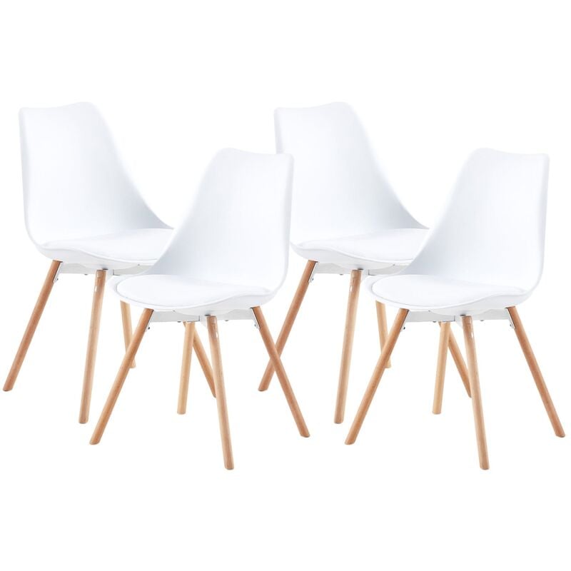 Eggree - 4 Chaise de salle à manger design contemporain scandinave-Blanc