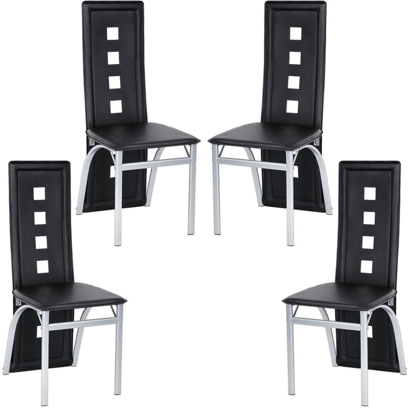 dazhom - 4 chaises cuisine salle à manger chaise noir