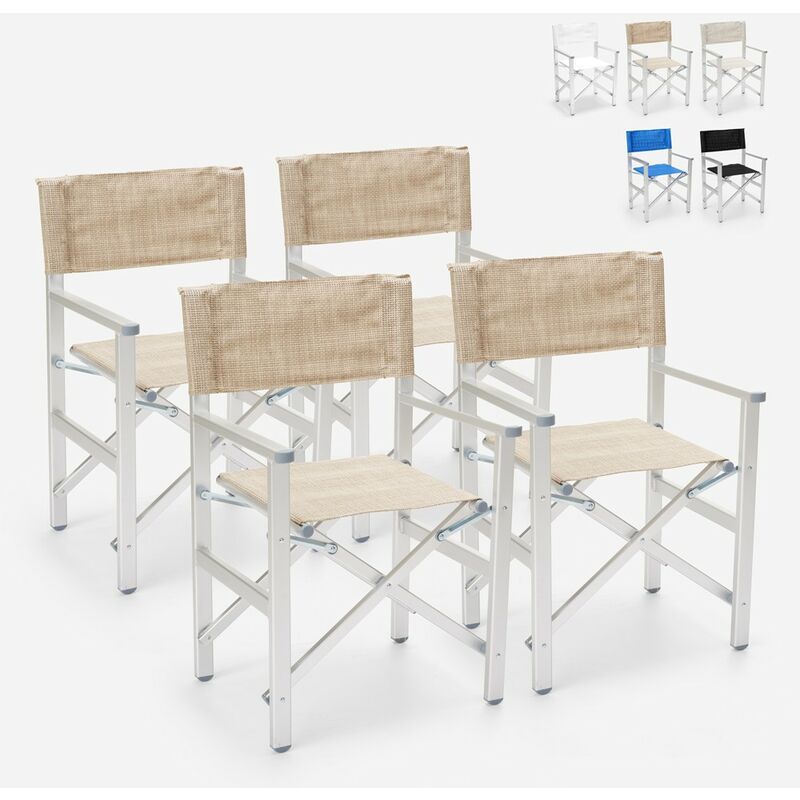 4 chaises de plage pliables portables textilène aluminium Regista Gold Couleur: Beige