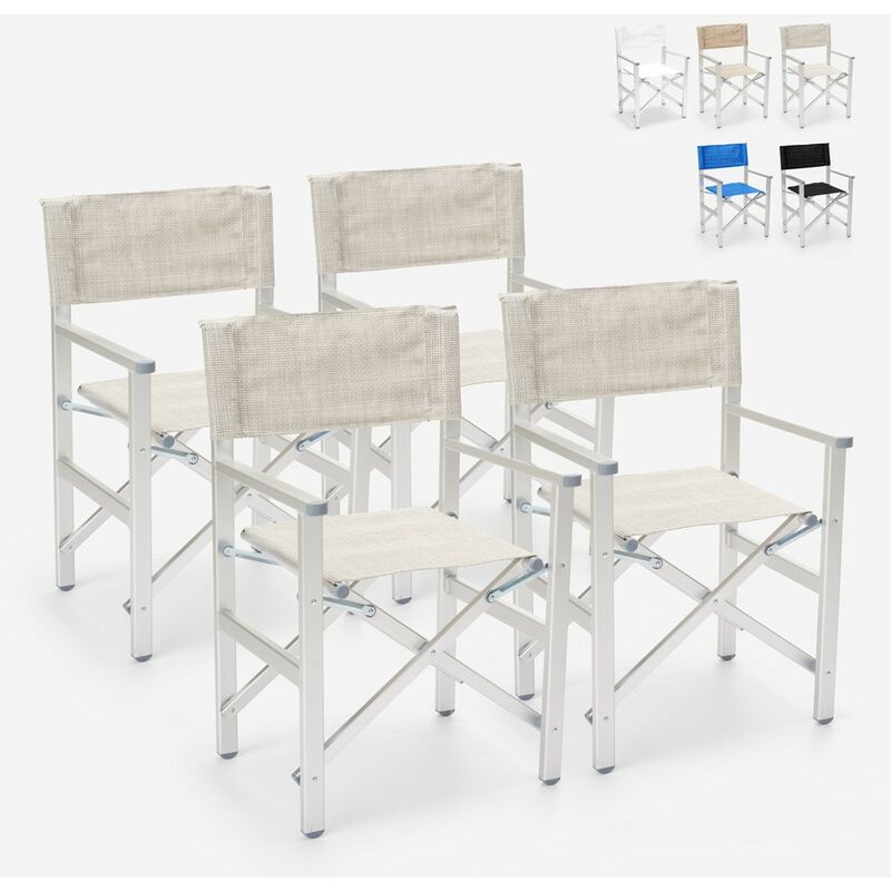 4 chaises de plage pliables portables textilène aluminium Regista Gold Couleur: Gris