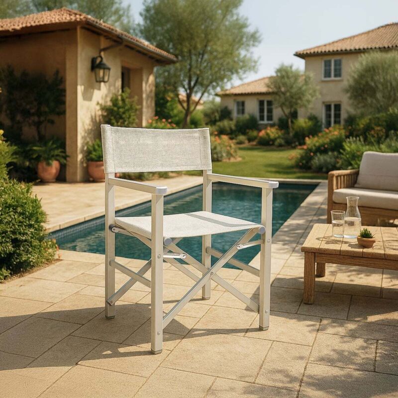 Lot de 4 chaises de plage pliables en aluminium – Textilène respirant haute densité – Charge maximale 150 kg – Dimensions 44x55x88 cm – Beach And