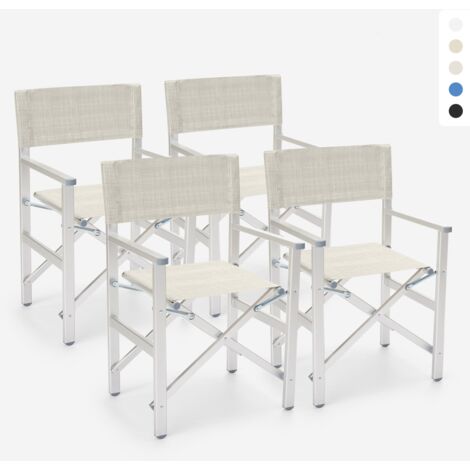 4 chaises de plage pliables portables en textilène aluminium Regista Gold