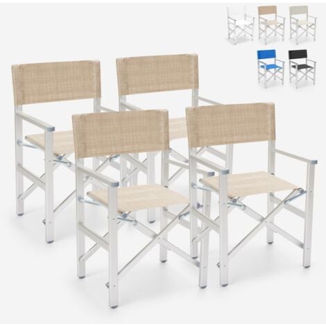 4 chaises de plage pliables portables textilène aluminium Regista Gold - Beige