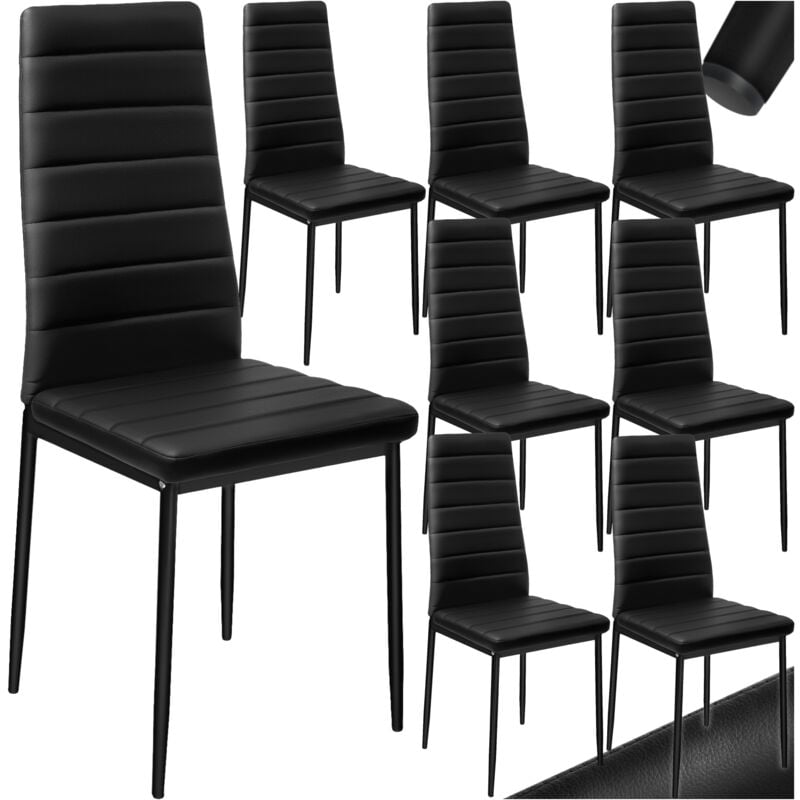 Tectake - Lot de 8 chaises avec strass Rembourrées en cuir synthétique noir