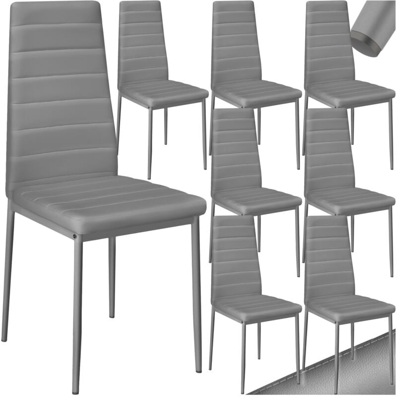 Tectake - Lot de 8 chaises avec strass Rembourrées en cuir synthétique gris