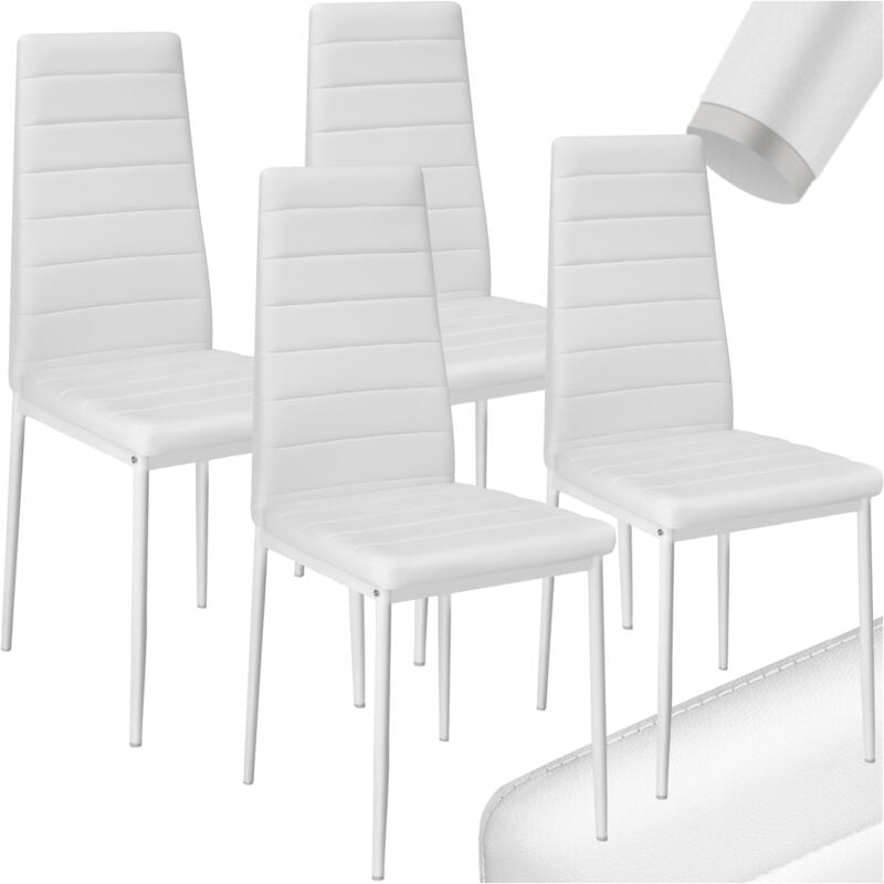 Ensemble 4 chaises de salle à manger aspect cuir ergonomique blanc