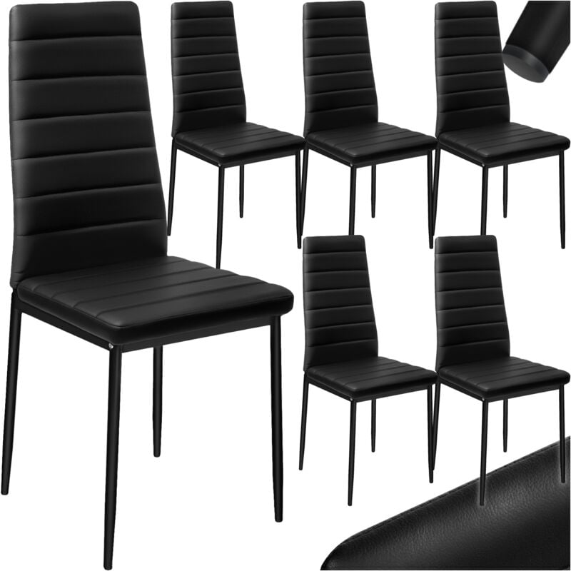 Ensemble de 6 chaises de salle à manger rembourrées aspect cuir noir