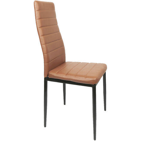 4 Chaises de Salle à manger ou de cuisine Design épuré Cadre en Acier Brun
