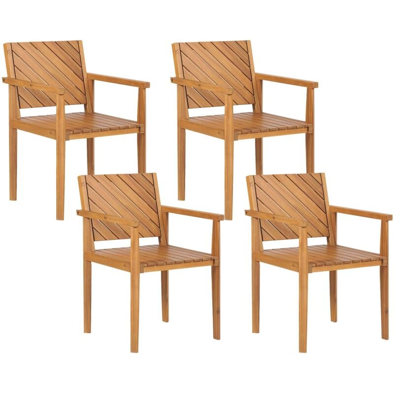 4 Chaises Repas Jardin Traditionnelles avec Accoudoirs en Bois d'Acacia Baratti