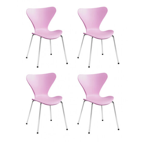 4 chaises roses empilables piétement chromé - Pop - Rose