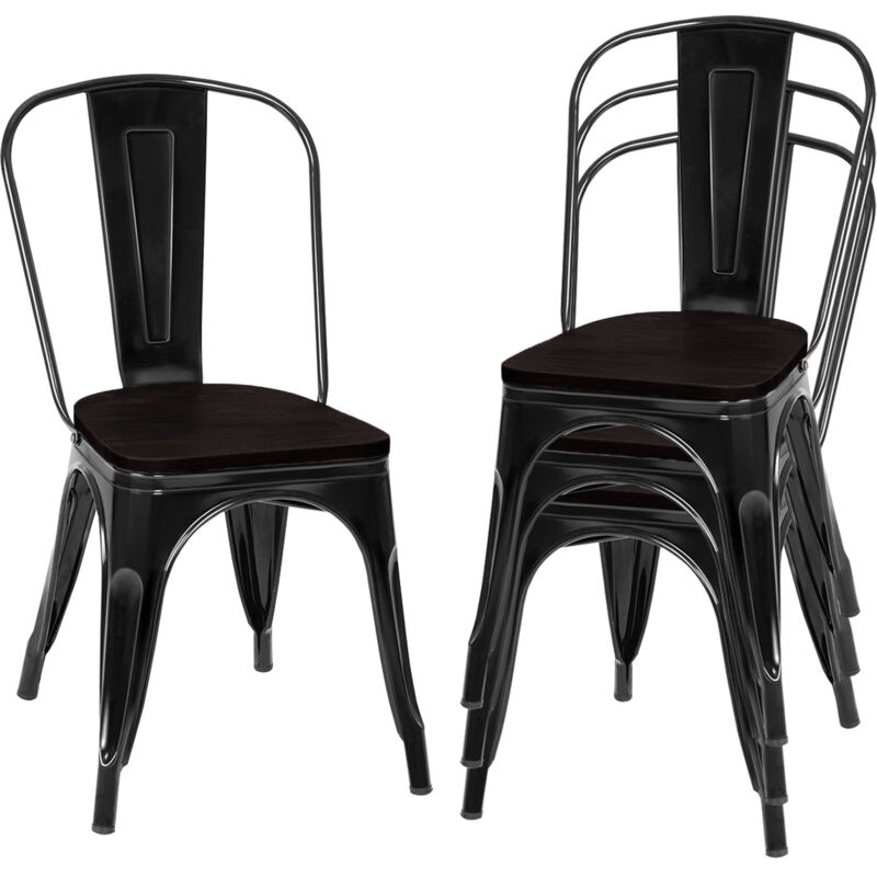Décoshop26 - 4 chaises salle à manger empilables style industriel en acier 51x44x85 5cm noir 200000071
