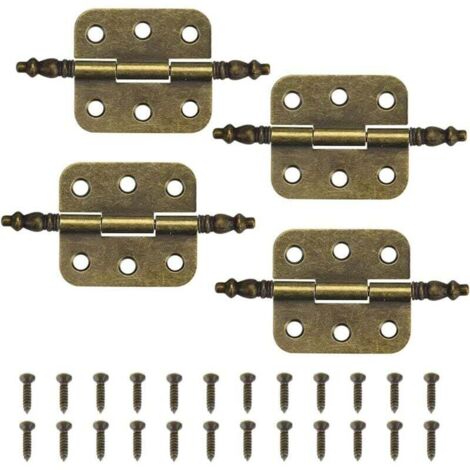 4 charnières anciennes 7035 mm, charnières de porte de placard vintage à 6 trous, charnières rétro pliantes décoratives en fer, charnières de porte