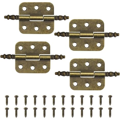 4 charnières anciennes 7035 mm, charnières de porte de placard vintage à 6 trous, charnières rétro pliantes décoratives en fer, charnières de porte