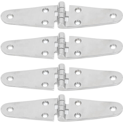 4 charnières de porte en acier inoxydable 316 de qualité marine pour bateaux, placards, trappes et camping-cars (6 trous)