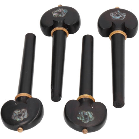 4 Chevilles de Violoncelle en Ébène Noir Pré-percées, Réglage Fin et Durable