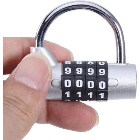 4 chiffres Mot de passe de sécurité Coded Lock Large à anse Cadenas à combinaison bagages Armoires Boîtes casiers, blanc