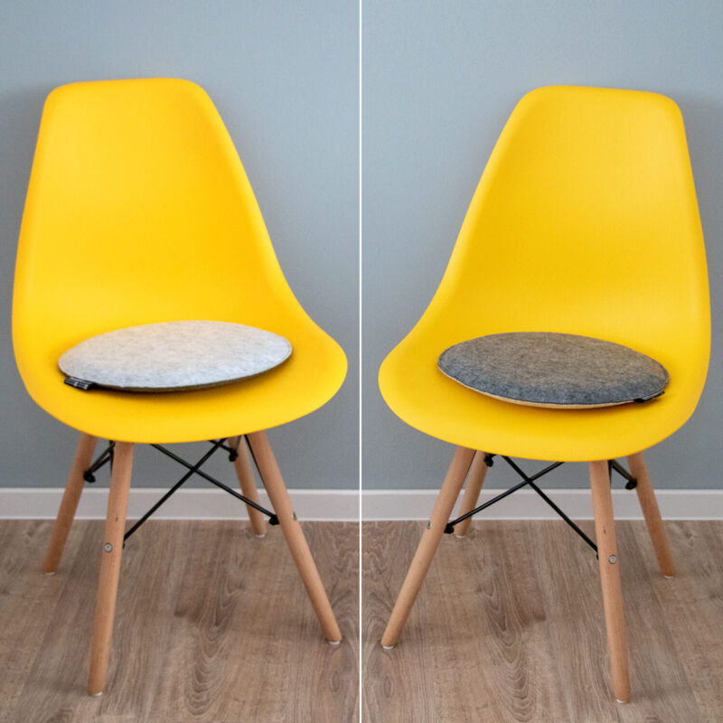 

4 Cojínes Asiento Redondos Fieltro Ø 35x2,5cm Set Almohadilla Silla Reposo Gris