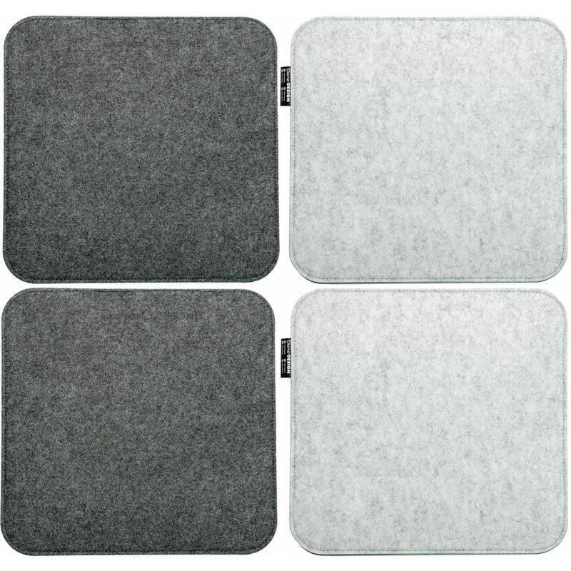 

Dunedesign - 4 CojInes de Fieltro para Sillas 35x35cm Cuadrado 8mm 2-colores Gris