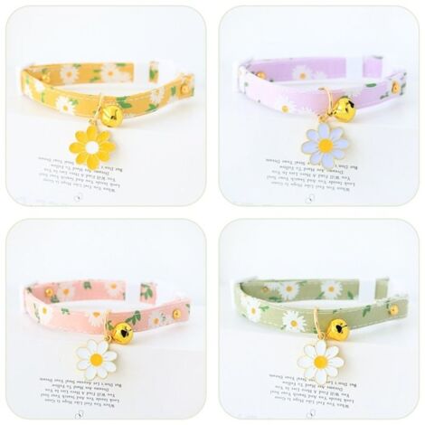 4 Collier pour Chaton avec Cloche,Réglable 18-30cm,Collier de Chat Anti Étranglement,Style Fleur Mignon,Collier Décoratif pour Chat
