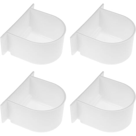 4 comederos semicirculares para pájaros - blancos