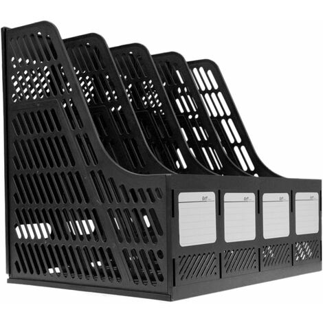 4 Compartiments Boîte de Rangement en Polypropylène pour Bureau Rangement de dossiers Classement Panier Boîte Rangement du Document Classeur Rangement Modules pour Papier A4 Couleur- Noir