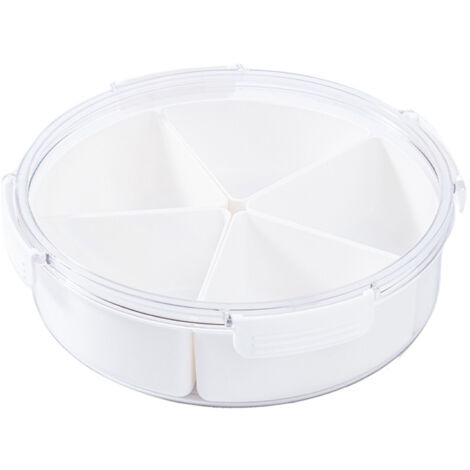 4 Compartment Snack Box Transparent Multifunctional Tight Sealing Divided Food Storage Containers for Office Round