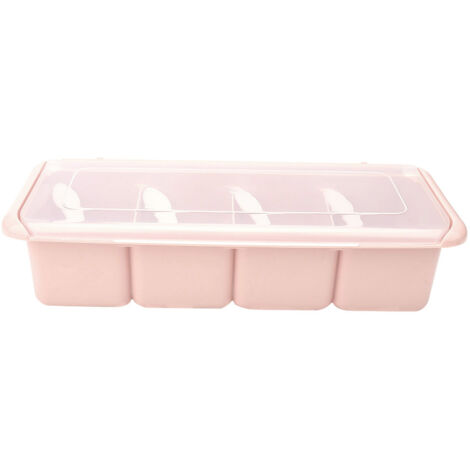 4 Compartments Seasoning Box Spice Rack Organizer Condiment Holder Container(Pink)