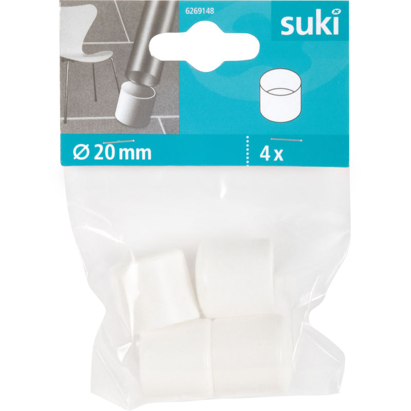 

Fix-o-moll - 4 Conterass de plástico para patas redondas y acabado blanco con una medida D20mm
