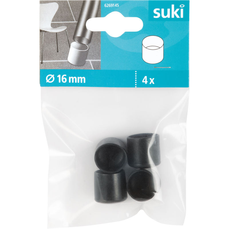 

Fix-o-moll - 4 Conterass de plástico para patas redondas y acabado negro con una medida D16mm
