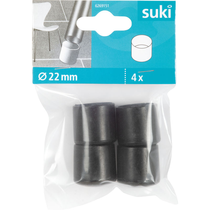 

Fix-o-moll - 4 Conterass de plástico para patas redondas y acabado negro con una medida D22mm