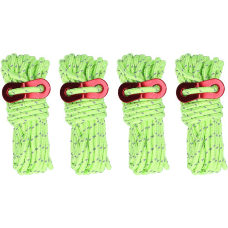 4 Cordes de Tente Réfléchissantes 4mm Haute Résistance pour Camping Léger, Randonnée et Hamac Extérieur