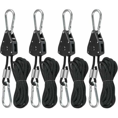 4 cordons à cliquet avec crochets pour lampes ou plantes, cordons à crochets réglables de 240 cm de long (2 paires)