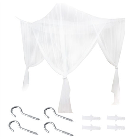 4 Corner Post Bed Canopy Mosquito Net Full Queen King Size Bedding(White)