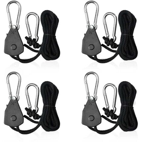 4 correas de trinquete ajustables con ganchos de 1/8, tensores de vela de sombra, correas de trinquete para luces o plantas
