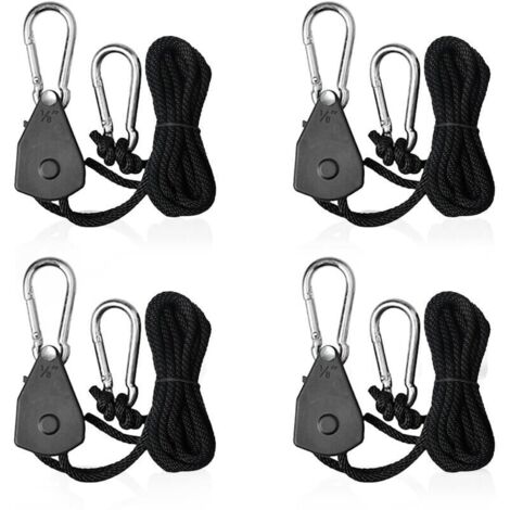 4 correas de trinquete ajustables con ganchos de 1/8, tensores de vela de sombra, correas de trinquete para luces o plantas