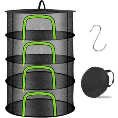 4 Couches Filet de Séchage Suspendu pour Herbe Viande Plante Légumes Fruits, Panier de Séchage avec Fermetures à Glissière, Séchoir à Herbes et à Fle
