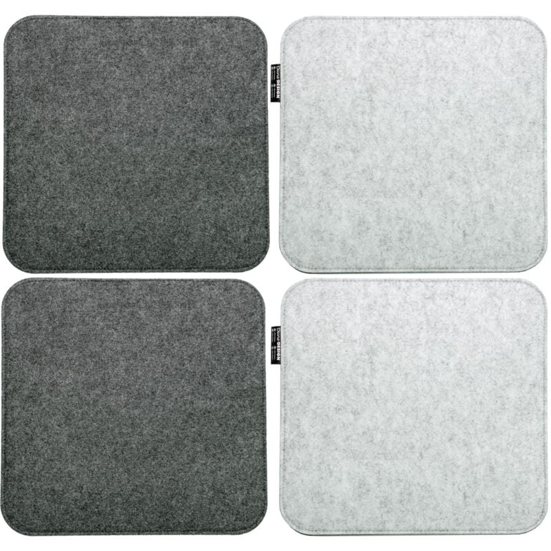 No Brand - 4 Coussins de Chaise en Feutre 35x35x0,8cm Carré fin réversible Gris