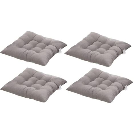 4 Coussins de Chaises Carrés 40x40 Coussins de Siège Décoration Maison Coussin Mat Matelassée,Confortable et coloré - Idéal pour intérieur et extérieur (4 Gris) NPTERBL