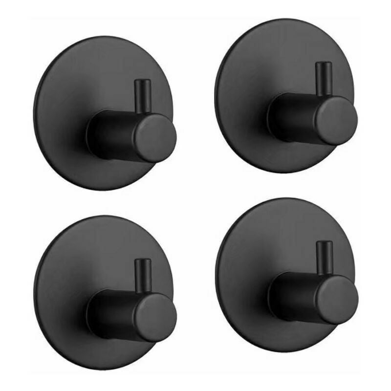 4 crochets collants, porte-serviettes, crochets en acier inoxydable, crochets simples, perforation libre, pour cuisine et salon, 4 crochets en acier