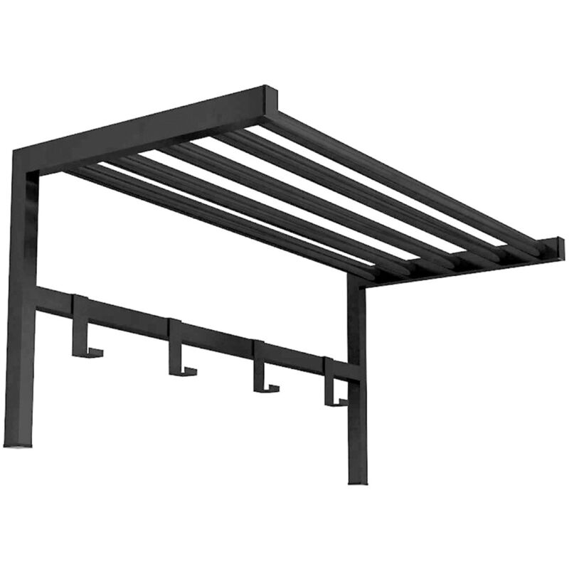 4 crochets mur et étagère en métal 69x33x34 cm