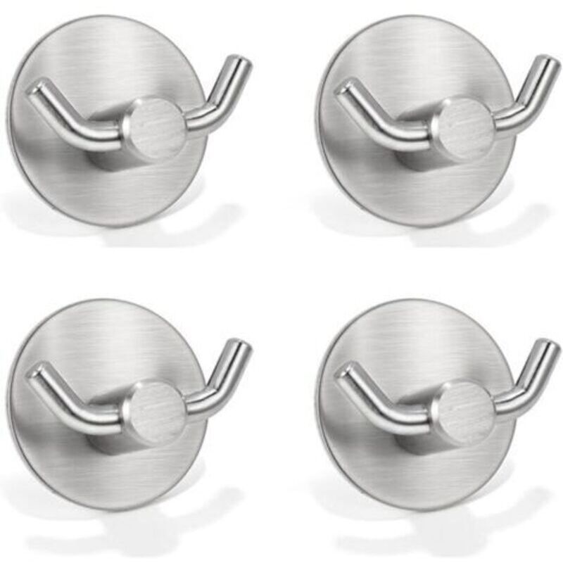 4 Crochets Mural auto Adhésifs en Acier Inoxydable pour Salle de Bain Cuisine Support Serviettes sans Perçage