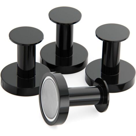 4 Crochets Muraux Noirs Extrêmement Solides, Porte Manteaux pour Porte avec Aimant en Métal Néodyme Rare, Crochets Porte de Frigo