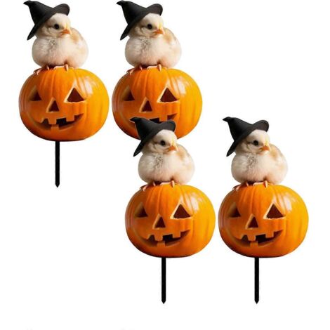 4 décorations de jardin en métal pour Halloween : panneau squelette.