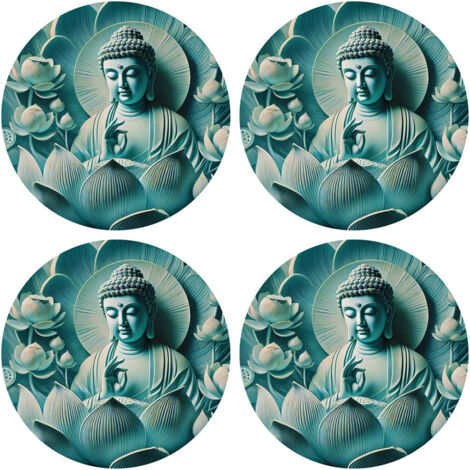 4 dessous de verres bleus sagesse de bouddha Cbkreation