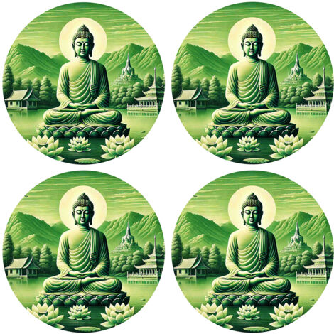 4 dessous de verres verts sagesse de bouddha Cbkreation
