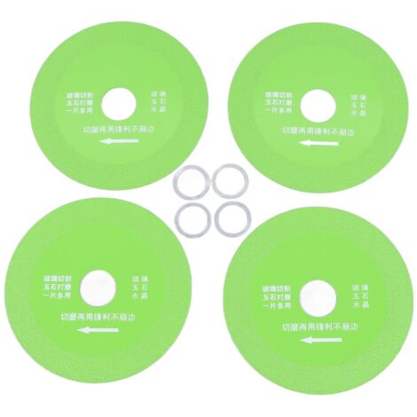 4 Disques de Coupe en Verre Diamantés pour Céramique, Pierre et Bouteilles - Lames Fines 10cm Vert