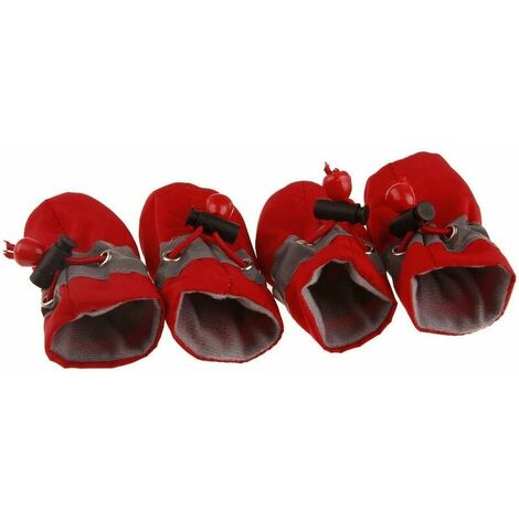 4 Dog Rain Boots, Waterproof Boots Non-slip Soft Shoe Covers Reflective Design for Dogs Puppies Pet (Red 2 )
